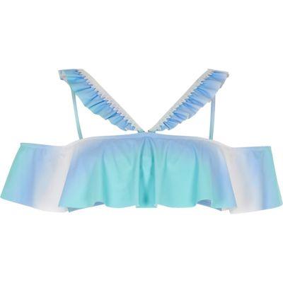 River Island Womens Fade Bardot Frill Bikini Top