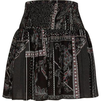 River Island Womens Scarf Print Shirred Waist Mini Skirt