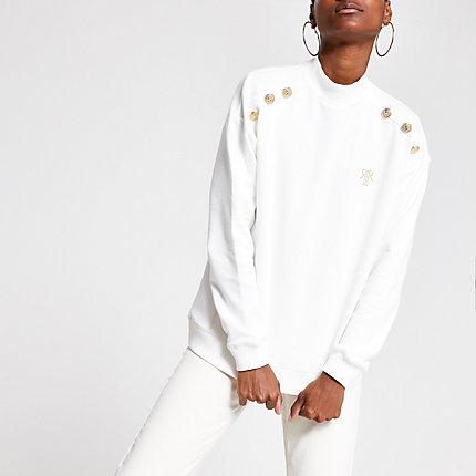 River Island Womens White High Neck Sweatshirt