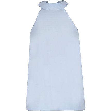 River Island Womens Petite Satin Tie Halter Neck Top