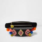 River Island Womens Leather Embellished Pom Pom Bumbag