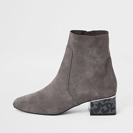 River Island Womens Printed Bock Heel Boots