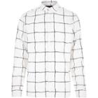 River Island Menswhite And Checked Shirt