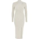 River Island Womens Silver Metallic Cut Out Knitted Bodycon Dress