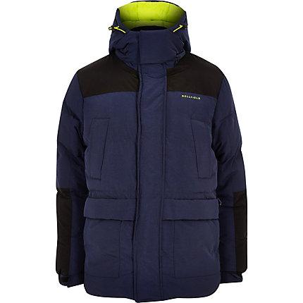 Mens Bellfield Colour Block Padded Hooded Jacket