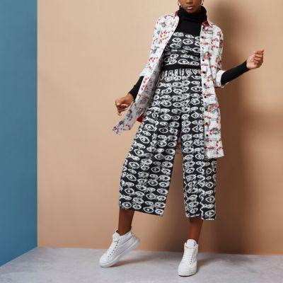 River Island Womens White Design Forum Eye Print Culottes