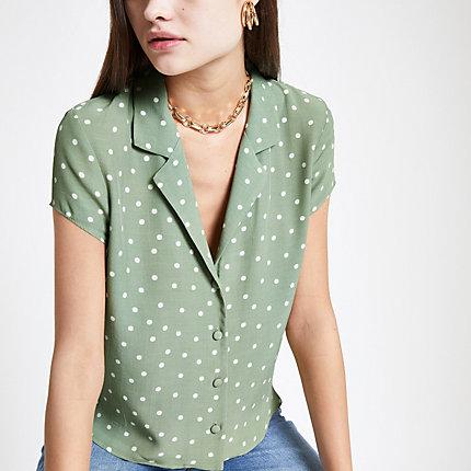River Island Womens Spot Print Crop Shirt