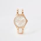River Island Womens Rose Gold Diamante Chain Mini Watch