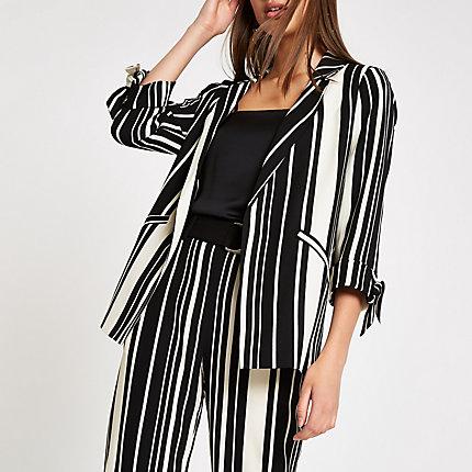 River Island Womens Stripe Tie Sleeve Blazer