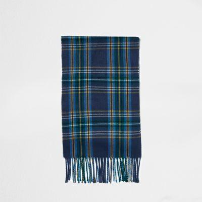 River Island Mens Plaid Check Tassel Scarf