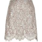 River Island Womens Silver Metallic Lace Mini Skirt
