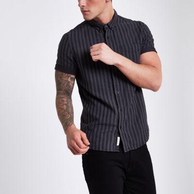 River Island Mens Stripe Short Sleeve Button Down Shirt