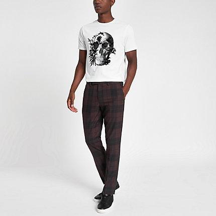 River Island Mens Check Skinny Smart Trousers