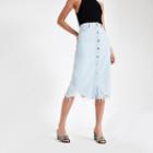 River Island Womens Button Front Midi Denim Skirt