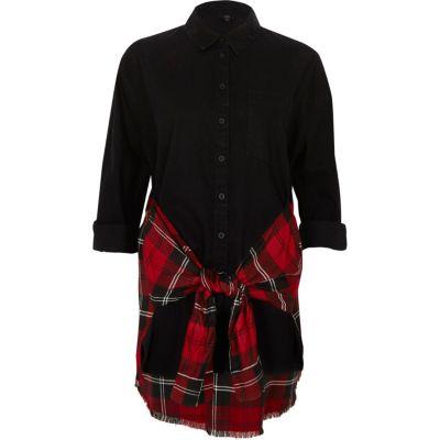 River Island Womens Check Hybrid Tie Shirt