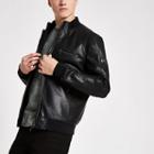 River Island Mens Perforated Faux Leather Bomber Jacket