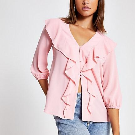 River Island Womens Long Sleeve Frill Blouse