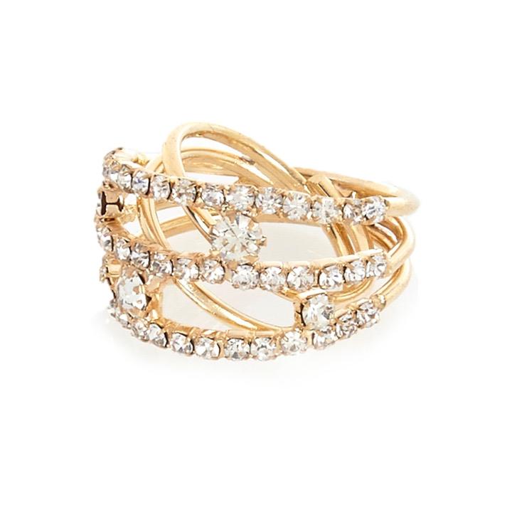 River Island Womens Gold Tone Caged Gem Ring