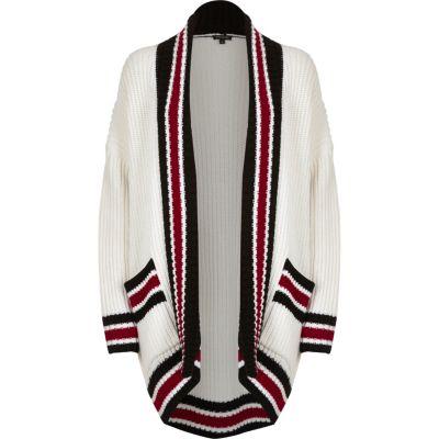 River Island Womens White Block Print Shawl Neck Cardigan