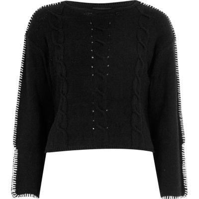 River Island Womens Cable Knit Contrast Stitch Jumper