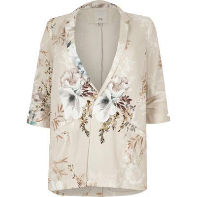River Island Womens Plus Floral Print Longline Blazer