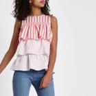 River Island Womens Stripe Tiered Frill Top