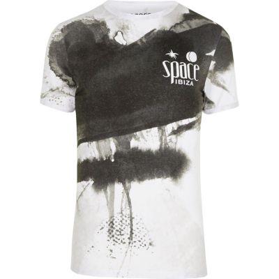 River Island Mens White 'space Ibiza' Muscle Fit T-shirt