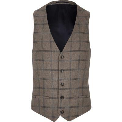 River Island Mens Checked Slim Vest