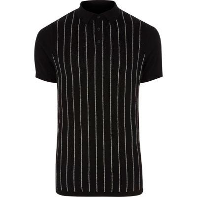 River Island Mens Glitter Stripe Knitted Polo Shirt