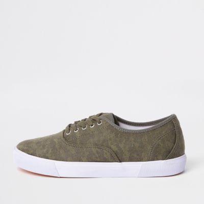 River Island Mens Canvas Camo Print Plimsolls