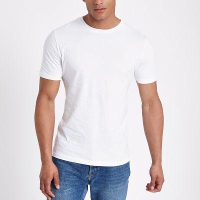 River Island Mens White Slim Fit Crew Neck T-shirt
