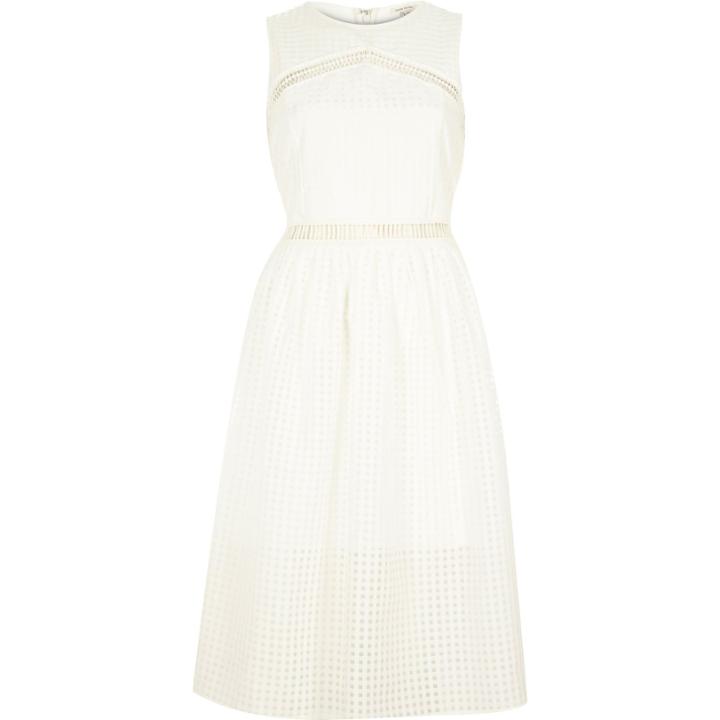 River Island Womens White Sleeveless Lace Dress