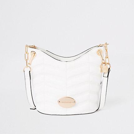 River Island Womens White Cross Body Bucket Bag