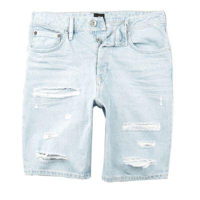 River Island Mens Ripped Dylan Slim Fit Denim Shorts