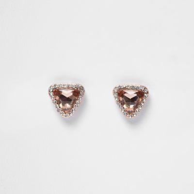River Island Womens Rose Gold Tone Gem Rhinestone Stud Earrings
