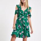 River Island Womens Floral Cold Shoulder Mini Dress