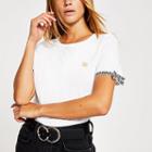 River Island Womens White Ri Tape Bow Sleeve T-shirt