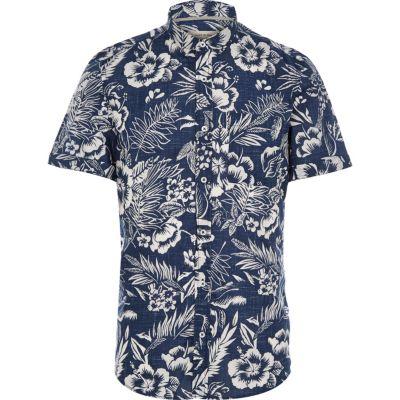 River Island Mens Hawaiian Print Short Sleeve Shirt