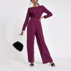 River Island Womens Wrap Front Wide Leg Jumpsuit