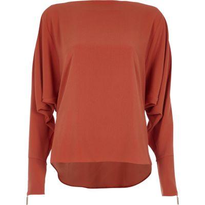 River Island Womens Copper Long Sleeve Batwing Top