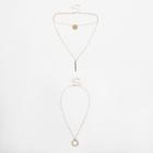 River Island Womens Gold Tone Disk Pave Multilayer Necklace Set