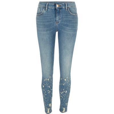 River Island Womens Amelie Ripped Hem Super Skinny Jeans