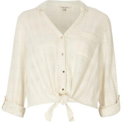 River Island Womens Check Tie Front Cropped Shirt