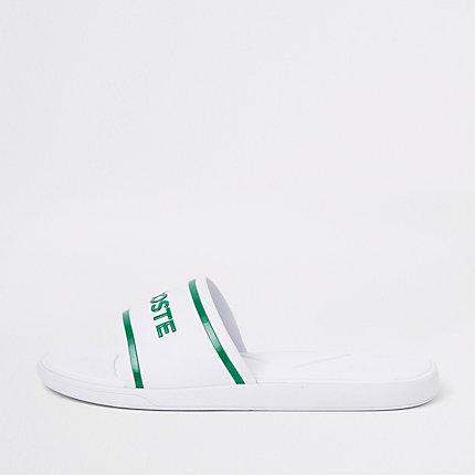 River Island Mens Lacoste White Quilted Sliders
