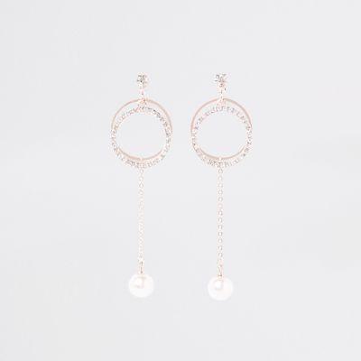 River Island Womens Gold Tone Circle Pearl Drop Stud Earrings