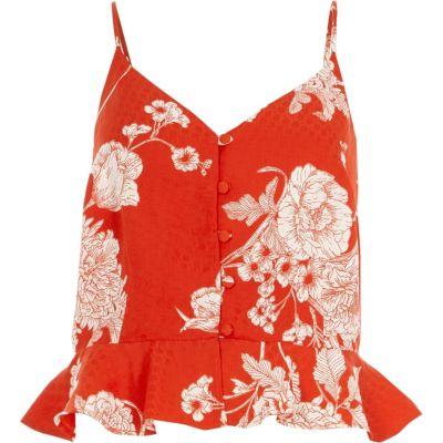 River Island Womens Jacquard Floral Peplum Cami Top