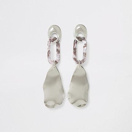 River Island Womens Silver Color Resin Wavy Drop Earrings
