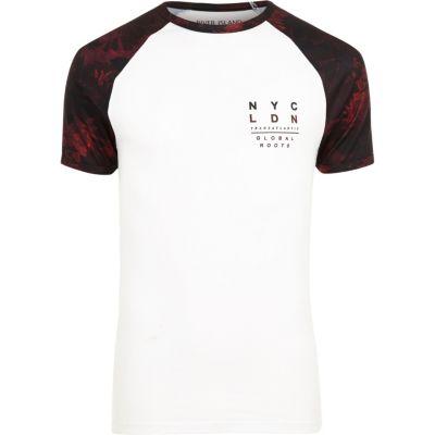 River Island Mensbig & Tall White Floral Raglan Sleeve T-shirt