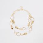 River Island Womens Gold Colour Pearl Organic Layered Necklace