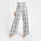 River Island Womens Check Button Front Wide Leg Trousers